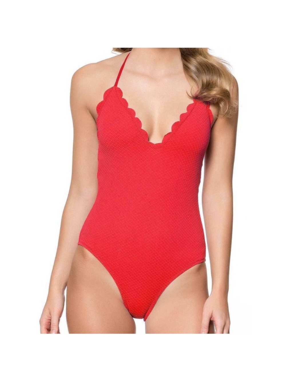 Jessica Simpson Red Scallop Edge One-Piece Swimsuit size Medium
